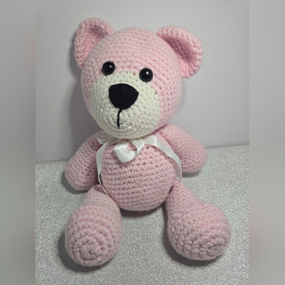 Crochet Pink Bear Handmade 18 Inch